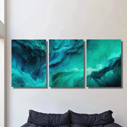 3pcs Blue Green Water Decorative Painting Wall Art Canvas Unframed - High Quality Print 100% Australian Made Wall Canvas - Bella Home Decor