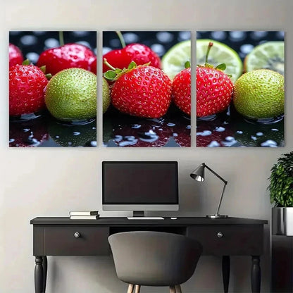 3pcs Fresh Fruit Drinks Lime Kiwi Decor Perfect Wall Art Set Canvas Framed 50x70cm - High Quality Print 100% Australian Made Wall Canvas Ready to Hang - Bella Home Decor