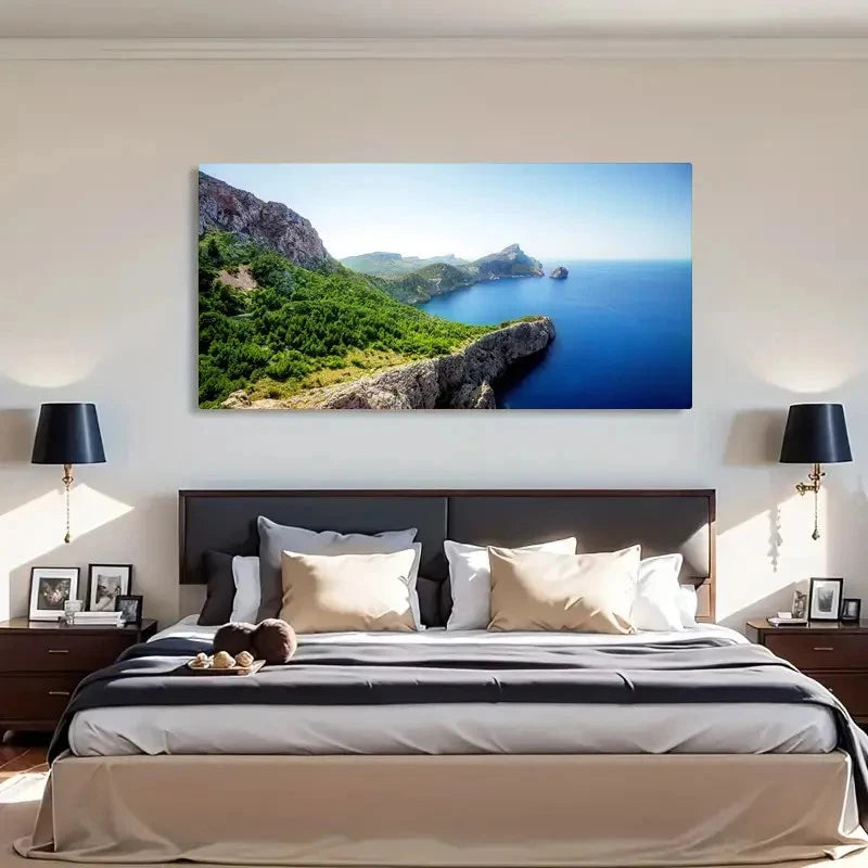 Coastal Landscape Deco Modern Wall Art Canvas Office Home Room Framed 120x60cm