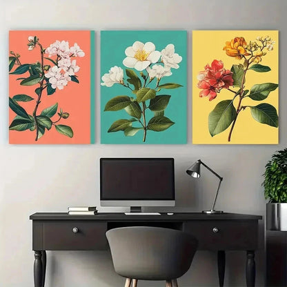 3pcs Colorful Floral & Nature Scenery Perfect Wall Art Set Canvas Framed 50x70cm - High Quality Print 100% Australian Made Wall Canvas Ready to Hang - Bella Home Decor