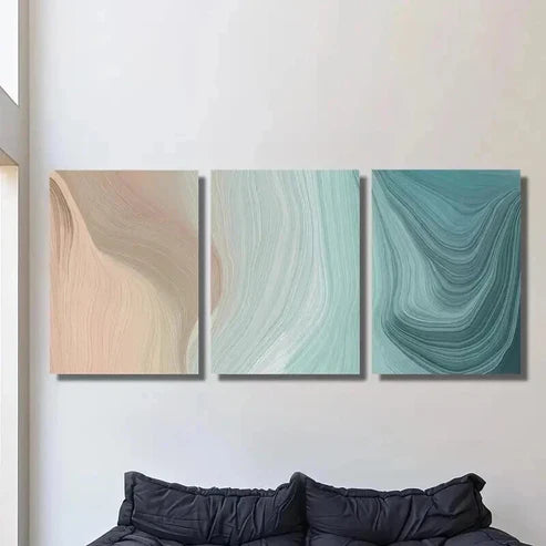 3pcs Abstract Brown Turquoise Decoration Wall Art Canvas Unframed - High Quality Print 100% Australian Made Wall Canvas - Bella Home Decor