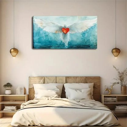 Realistic White Bird Red Décor Wall Art Canvas Office Home Room Framed 120x60cm - Bella Home Decor