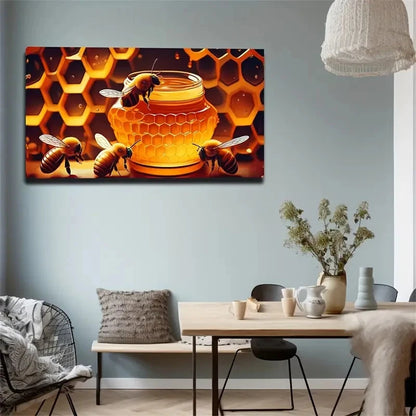 Bees And Honey Exquisite Wall Art Canvas Office Home Room Framed 120x60cm