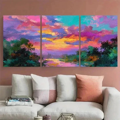 3pcs Original Tropical Sunset Vibrant Wall Art Canvas Unframed - High Quality Print 100% Australian Made Wall Canvas