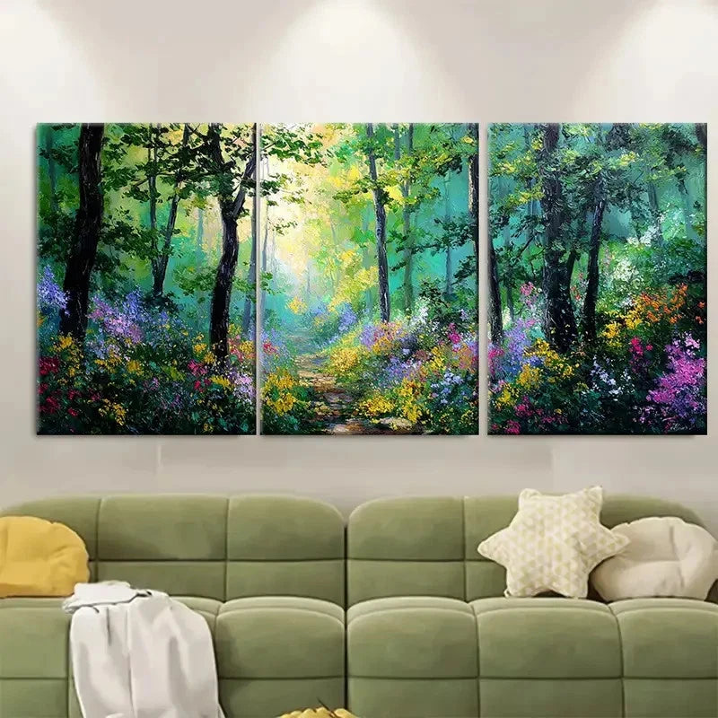 3pcs Hand-Painted Forest Path Landscape Wall Art Set Canvas Framed 40x60cm - High Quality Print 100% Australian Made Wall Canvas Ready to Hang