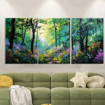 3pcs Hand-Painted Forest Path Landscape Wall Art Set Canvas Framed 40x60cm - High Quality Print 100% Australian Made Wall Canvas Ready to Hang