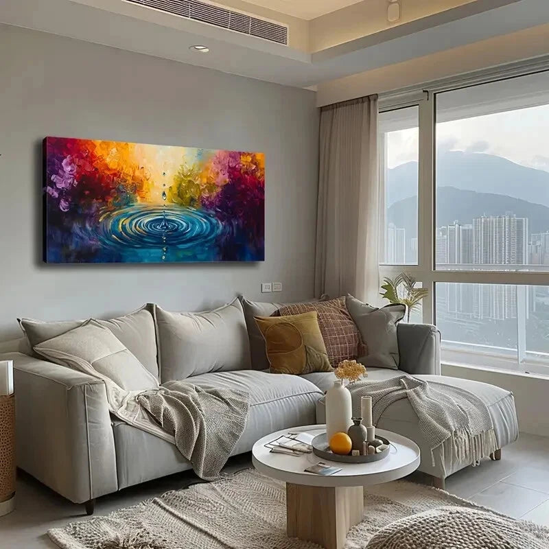 Depicting The Ripples Water Wall Art Canvas Office Home Room Framed 120x60cm - Bella Home Decor