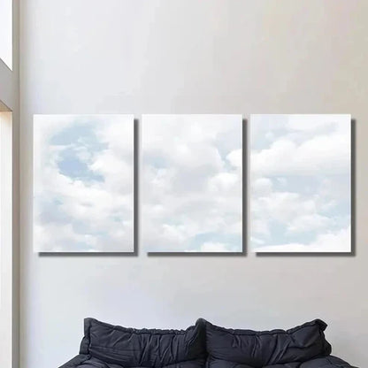 3pcs Natural Blue Sky Cloud Painting Wall Art Canvas Unframed - High Quality Print 100% Australian Made Wall Canvas