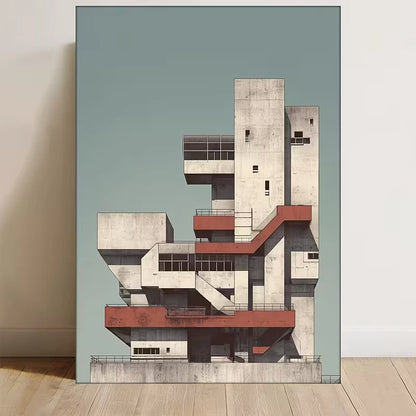 Geometric Industrial Design Metal Print Ready to Hang