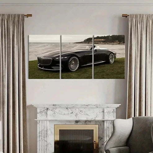 3pcs Black Mercedes Benz Super Car Wall Art Canvas Unframed - High Quality Print 100% Australian Made Wall Canvas - Bella Home Decor