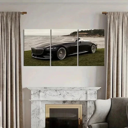 3pcs Black Mercedes Benz Super Car Wall Art Canvas Unframed - High Quality Print 100% Australian Made Wall Canvas - Bella Home Decor