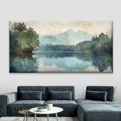Serene Mountain & Forest Wall Art Canvas Office Home Room Framed 120x60cm