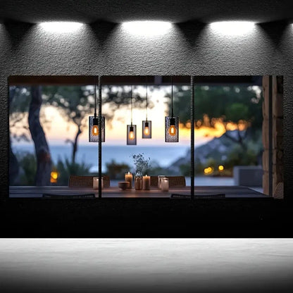 3pcs Chandelier Nature Scenery Lanterns Metal Print Ready to Hang Art - Bella Home Decor