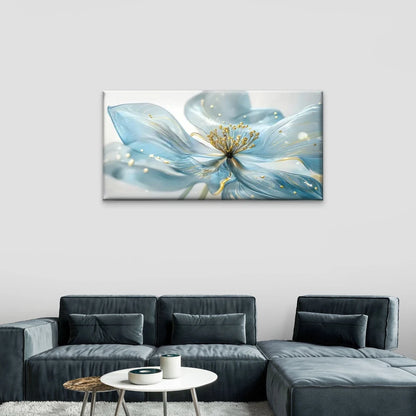 Blue Flower Abstract Wall Art Canvas Office Home Room Framed 120x60cm