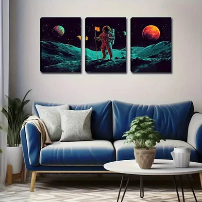 3pcs Black Starry Outer Space World Wall Art Canvas Unframed - High Quality Print 100% Australian Made Wall Canvas - Bella Home Decor