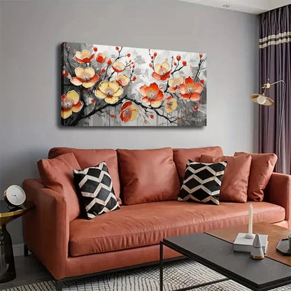 Blooming Flowers Design Wall Art canvas office home room framed 120x60cm - Bella Home Decor