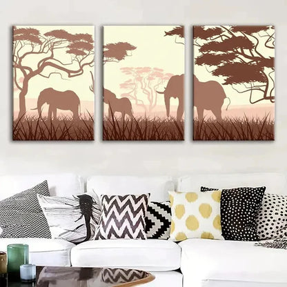 3pcs Elegant Elephant Migration Decoration Wall Art Canvas Unframed - High Quality Print 100% Australian Made Wall Canvas