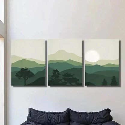 3pcs Abstract Natural Mountains Landscape  Wall Art Set Canvas Unframed - High Quality Print 100% Australian Made Wall Canvas - Bella Home Decor