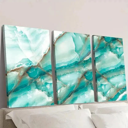 3pcs White and Blue Gradient Marble Texture Wall Art Canvas Unframed - High Quality Print 100% Australian Made Wall Canvas