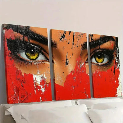 3pcs Vibrant Abstract Bold Colors Eye W Wall Art Set Canvas Unframed - High Quality Print 100% Australian Made Wall Canvas