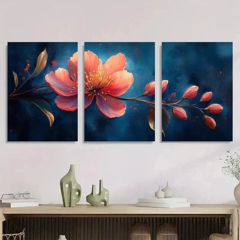 3pcs Myrtle Flower Peachy-Pink Wall Art Canvas Unframed - High Quality Print 100% Australian Made Wall Canvas
