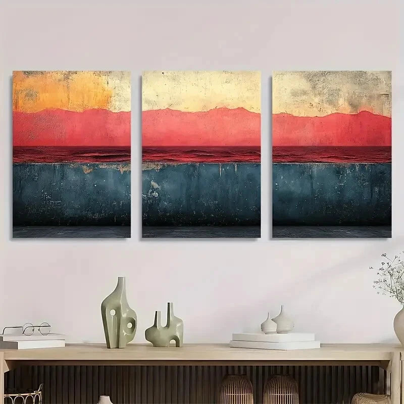 3pcs Dustin Way Abstract Illustration Perfect Wall Art Set Canvas Framed 40x60cm - High Quality Print 100% Australian Made Wall Canvas Ready to Hang - Bella Home Decor