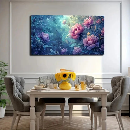 Blooming Peonies Soft Purple Wall Art Canvas Office Home Room Framed 120x60cm