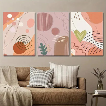 3pcs Abstract Modern Boho Style Geometric Shape Wall Art Set Canvas Unframed - High Quality Print 100% Australian Made Wall Canvas - Bella Home Decor