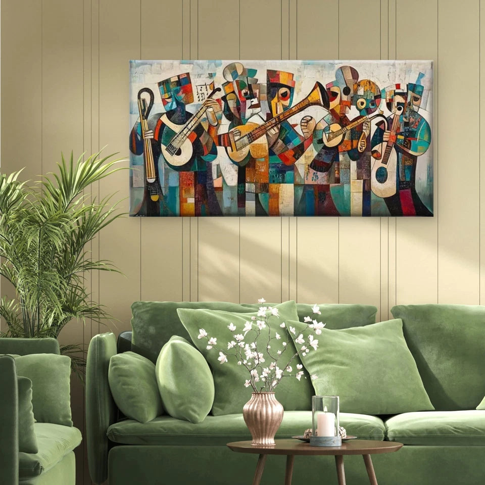 The Geometric Orchestra Wall Art Canvas Office Home Room Framed 120x60cm