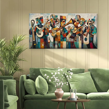 The Geometric Orchestra Wall Art Canvas Office Home Room Framed 120x60cm