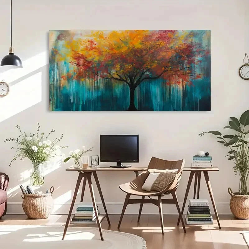 Contemporary Retro Landscape Wall Art Canvas Office Home Room Framed 120x60cm - Bella Home Decor