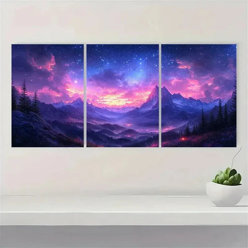 3pcs Starry Night Sky Fine Art Print TR  Wall Art Set Canvas Unframed - High Quality Print 100% Australian Made Wall Canvas - Bella Home Decor