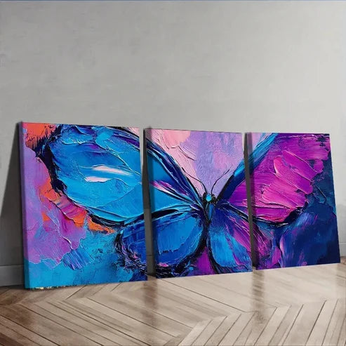 3pcs Abstract Butterfly Colorful Perfect Wall Art Set Canvas Unframed - High Quality Print 100% Australian Made Wall Canvas - Bella Home Decor