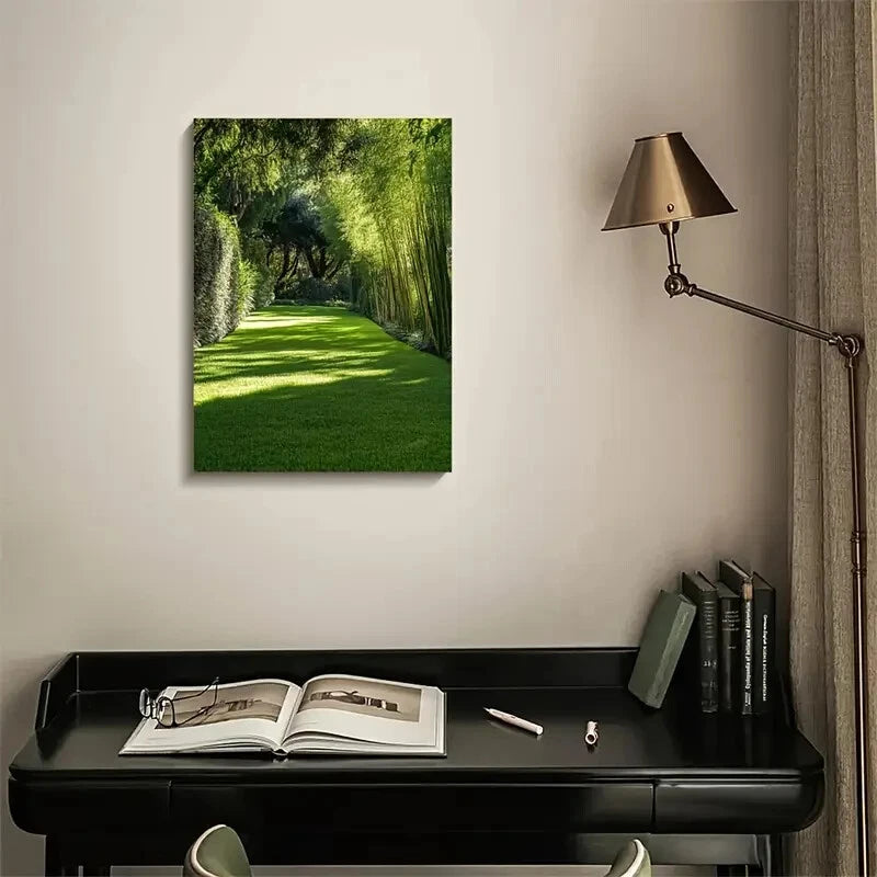 Emerald Bamboo Grass Lawn Painting 40x60cm Metal Print Ready to Hang
