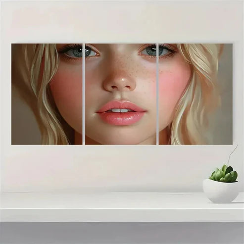 3pcs Blonde Girl Neutral Girly Ap Artment Art Wall Art Set Canvas Unframed - High Quality Print 100% Australian Made Wall Canvas