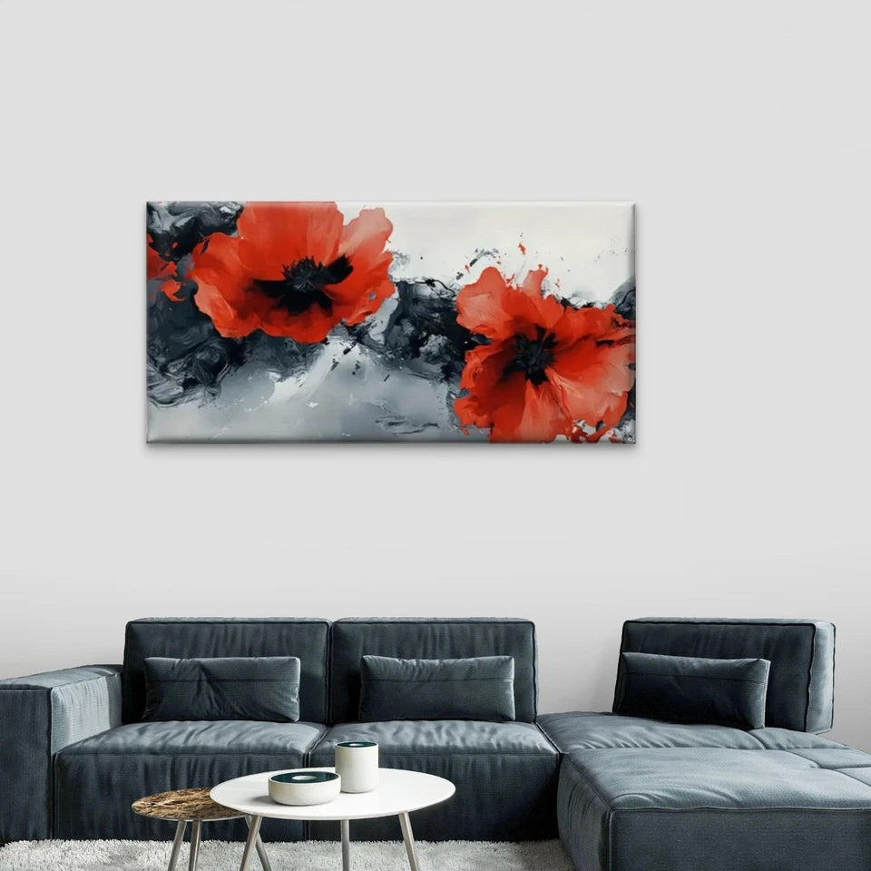 Red Poppy Nature Beauty Perfect Wall Art Canvas Office Home Room Framed 120x60cm