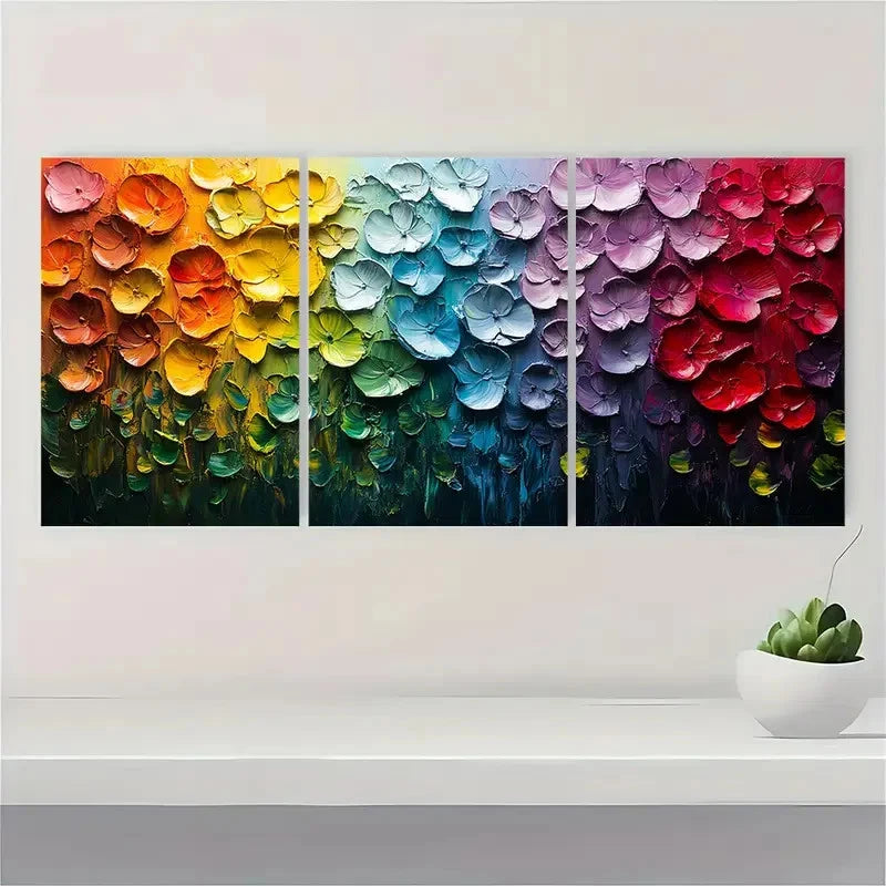 3pcs Colorful Palette Knife  GT      Wall Art Set Canvas Framed 40x60cm - High Quality Print 100% Australian Made Wall Canvas Ready to Hang - Bella Home Decor