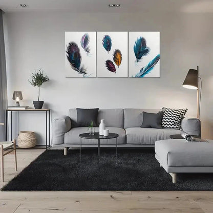 3pcs Abstract Feather Painting Wall Art Set Canvas Framed 60x90cm - High Quality Print 100% Australian Made Wall Canvas Ready to Hang - Bella Home Decor