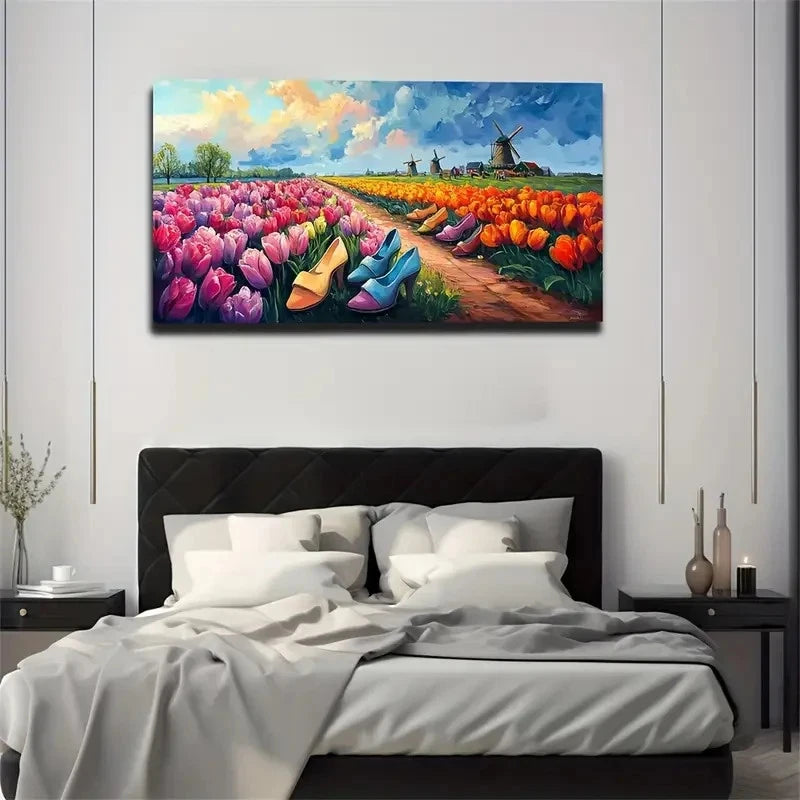 High Heels And Tulip Wall Art Canvas Office Home Room Framed 120x60cm