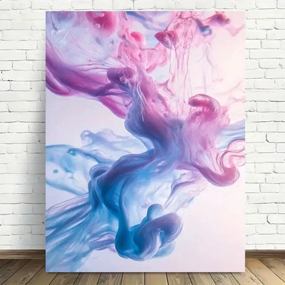 Modern Abstract Pink & Blue Waves Painting 40x60cm Metal Print Ready to Hang