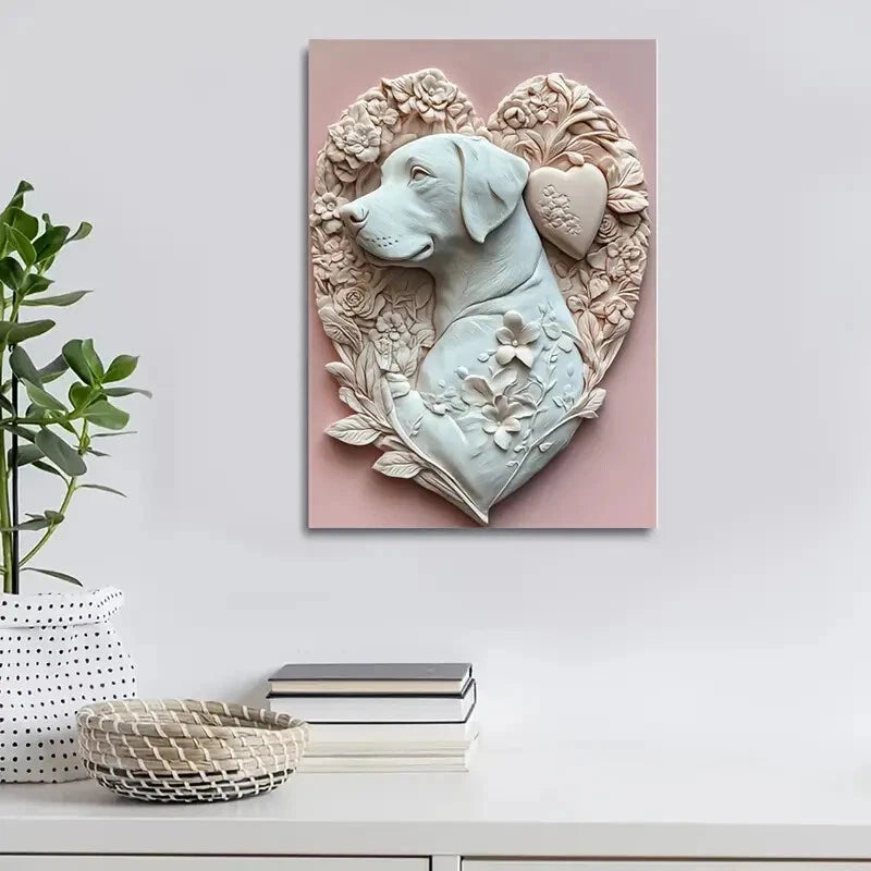 Featuring a White Labrador Theme Painting 40x60cm Metal Print Ready to Hang - Bella Home Decor