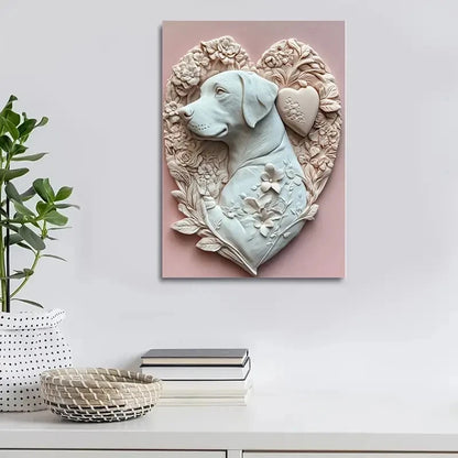 Featuring a White Labrador Theme Painting 40x60cm Metal Print Ready to Hang - Bella Home Decor