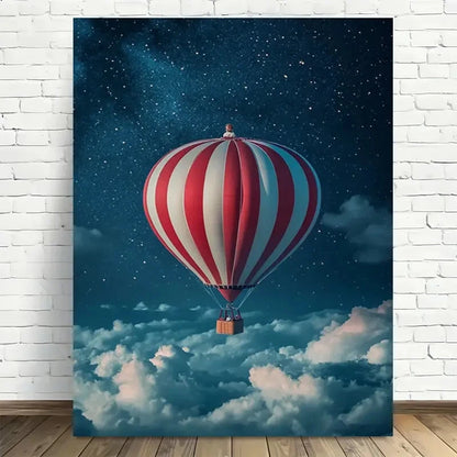 Beautiful Night Sky Balloon Adventure Modern Painting 40x60cm Metal Print Ready to Hang - Bella Home Decor