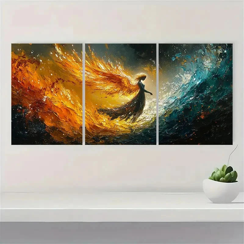 3pcs Guardian Angel Unique Giclée Perfect Wall Art Set Canvas Framed 40x60cm - High Quality Print 100% Australian Made Wall Canvas Ready to Hang