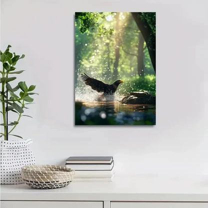 Realistic Eagle Splashing In Water Painting 40x60cm Metal Print Ready to Hang - Bella Home Decor