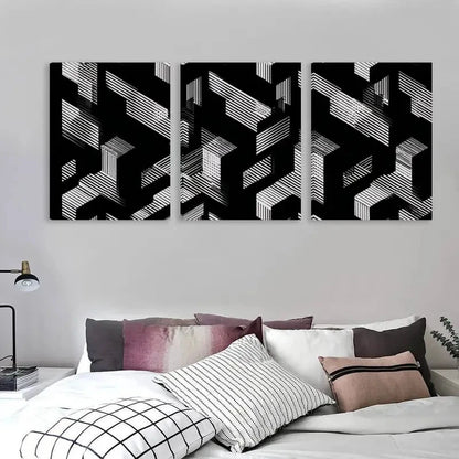 3pcs Black & White Abstract Arrow Decor  Wall Art Set Canvas Framed 60x90cm - High Quality Print 100% Australian Made Wall Canvas Ready to Hang - Bella Home Decor