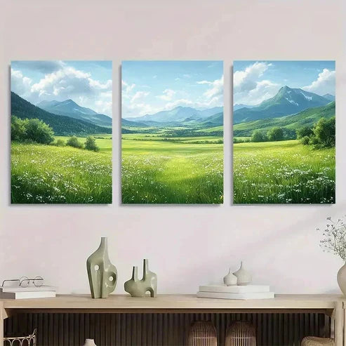 3pcs Wilderness Landscape Illustrations Wall Art Set Canvas Unframed - High Quality Print 100% Australian Made Wall Canvas