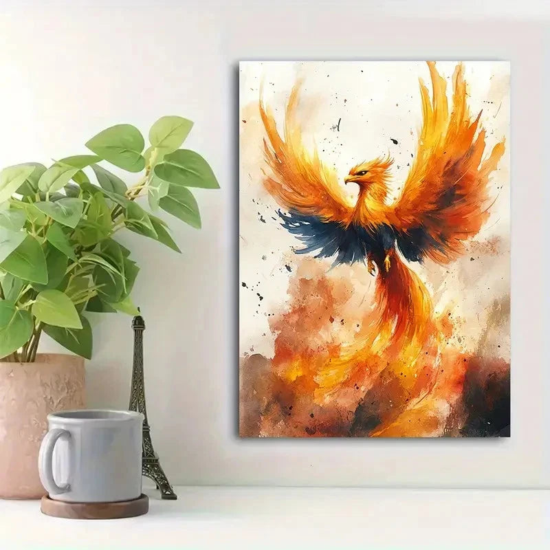 Beautiful Vibrant Phoenix Fantasy Painting  40x60cm Metal Print Ready to Hang