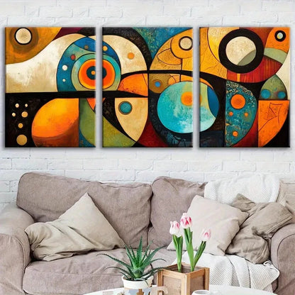 3pcs Bohemian Style Geometric Shapes Metal Print Ready to Hang Art - Bella Home Decor