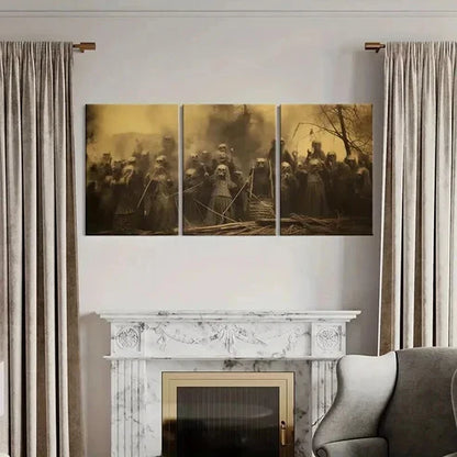 3pcs Haunting Ghostly Gathering Painting Wall Art Canvas Unframed - High Quality Print 100% Australian Made Wall Canvas